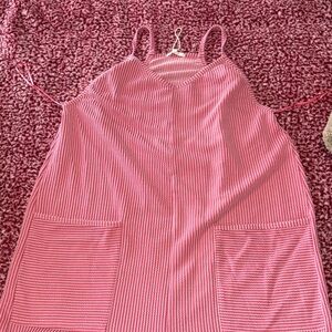 JODIFL Pink Striped Spaghetti‑Strap Jumpsuit Romper